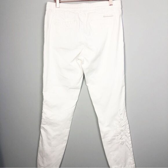 CHINO BY ANTHROPOLOGIE | White Relaxed Pants Floral Embroidery Women’s Size 27 - Picture 10 of 12